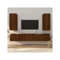 6 pcs ensemble de meubles tv - armoire télévision moderne  banc tv chêne marron bois d'ingénierie -neww72634