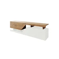 pitt - meuble tv - 160 cm - style industriel - bestmobilier - bois et blanc