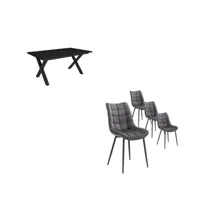 ensemble meubles table manger 170 noir style industriel lot de 4 chaises de salle à manger chaise tapissée