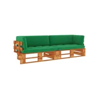 canapé de jardin canapé palette 2 places，banquette sofa pour jardin et coussins pin imprégné de marron miel cniw926974