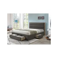 lit avec tiroirs collection ottawa - couleur grise et chêne - 180x200cm - sommier inclus