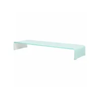 meuble télé buffet tv télévision design pratique support pour moniteur 100 cm verre blanc helloshop26 2502222