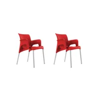 set 2 fauteuil sun - resol - rouge - polypropylène, aluminium anodisé 600x580x760mm