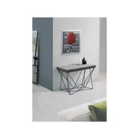 table console extensible a rallonges avianca xl plateau gris béton pieds gris foncé largeur 120cm 20100892881