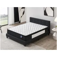lit avec tête de lit + matelas 140x200cm ressorts ensachés et mémoire de forme-épaisseur 30cm + lit avec tête de lit