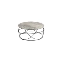 table basse ronde plateau céramique gris - dallas - l 85.4 x l 85.4 x h 43.8 cm - neuf