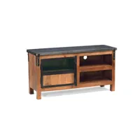 meuble tv style industriel en bois de manguier et métal vieilli - rust