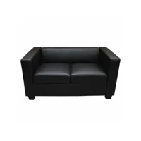 canapé, sofa lille, 2 places ~ simili-cuir, noir