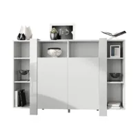 meuble blanc mat et bordures laquées (l-h-p) : 149 - 101 - 34 cm