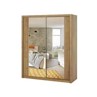 armoire portes coulissantes - rinker - 180 cm - or artisanal chêne - avec miroir