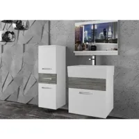 nomi - ensemble de salle de bain - 4 éléments - meubles à suspendre - vasque en porcelaine - blanc