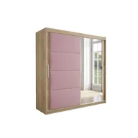 armoire de chambre tapila 2 sonoma/rose 200 avec 2 portes coulissantes style contemporain penderie (tringle) avec étagères