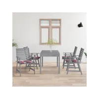 lot de 4 chaises avec coussins  chaises de salle à manger de jardin chaises à dîner  acacia massif meuble pro frco76565