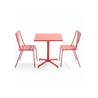 ensemble table inclinable de jardin et 2 chaises rouge - palavas