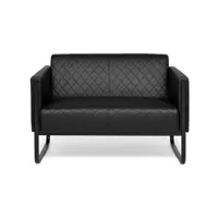 canapé lounge aruba black châssis noir simili cuir 2 places noir hjh office