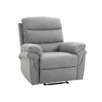 fauteuil de relaxation inclinable manuel avec repose-pied ajustable tissu polyester aspect lin gris clair chiné