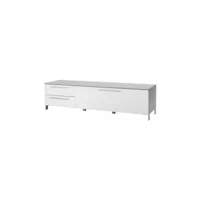 meuble tv 1 abattant et 2 tiroirs blanc et décor béton - ludo 67187121