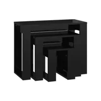 vidaxl tables gigognes 3 pcs noir brillant bois d'ingénierie