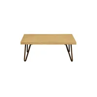 table basse carrée bois manguier massif et métal noir l80 cm vibes