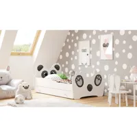 lit enfant mouna avec tiroir matelas et cadre inclus - panda - 140 cm x 70 cm 140 cm x 70 cm