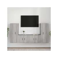 4 pcs ensemble de meubles tv contemporain  bancs tv armoires tv  sonoma gris bois d'ingénierie meuble pro frco80724