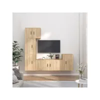 5 pcs ensemble de meubles tv contemporain  bancs tv armoires tv  chêne sonoma bois d'ingénierie meuble pro frco51846