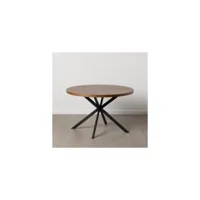 table de repas ronde bois-métal m - aritio - l 120 x l 120 x h 76 cm - neuf