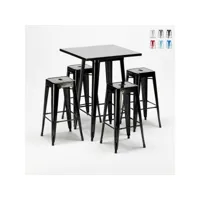 table haute + 4 tabourets en métal style tolix industriel new york