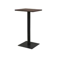 table de bar bois foncé et pieds métal noir riner 60 cm