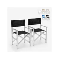 2 chaises de plage pliantes portables en textilène aluminium regista gold beach and garden design