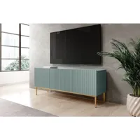 bobochic meuble tv 150 cm kasha pieds or bleu clair