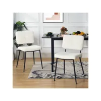 lot de 2 chaises de salle à manger scandinave avec dossier assise rembourrée en tissu bouclette pieds en métal pour cuisine salon chambre bureau