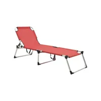 transat chaise longue bain de soleil lit de jardin terrasse meuble d'extérieur pliable extra haute pour seniors rouge aluminium helloshop26 02_0012874