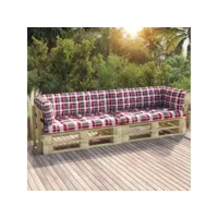 canapé fixe 2 places palette  canapé scandinave sofa avec coussins pin imprégné de vert meuble pro frco80718