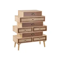 sato -  meuble 8 tiroirs bois massif et façade rotin