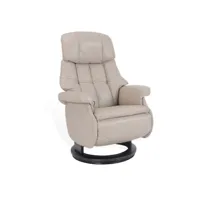 fauteuil de relaxation design avec pouf intégré - cosy - cuir gris tourterelle