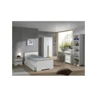 nash white - chambre 90x200cm + armoire 2p + pack bureau
