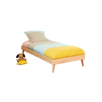 lit avec pieds doris   bois naturel 90x190 cm