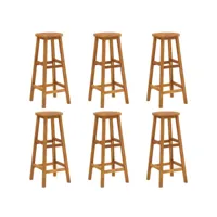 lot de 6 tabourets de bar style contemporain  chaises de bar bois d'acacia solide meuble pro frco93557