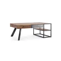 table basse 2 tiroirs en bois recyclé style design 118x70