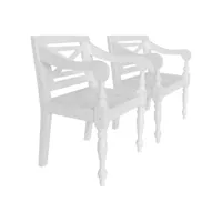 lot de 2 chaises de salle à manger cuisine blanc bois d'acajou massif design contemporain cds020159