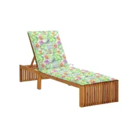 chaise longue avec coussin bois d'acacia solide 10