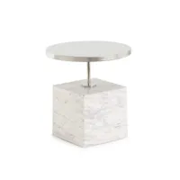 table d'appoint thai natura blanc gris métal marbre fer 45 x 45 x 49 cm