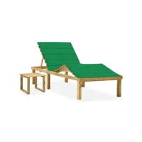 transat chaise longue bain de soleil lit de jardin terrasse meuble d'extérieur avec table et coussin pin imprégné helloshop26 02_0012659