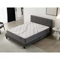 lit avec tête de lit + matelas 120x190cm ressorts ensachés épaisseur 25cm + lit avec tête de lit et sommier à lattes