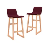 lot de 2 tabourets de bar style contemporain  chaises de bar rouge bordeaux tissu meuble pro frco30648