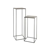 set de 2 tables gigognes carrées nizi en métal noir et aluminium noir-vert 20100991379
