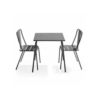 ensemble table de jardin carrée et 2 chaises bistrot gris - palavas