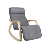 fauteuil à bascule rocking chair avec repose-pied réglable en 5 niveaux charge max 150 kg gris helloshop26 12_0002789