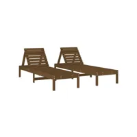 chaises longues 2 pièces marron miel 199,5x60x74cm bois massif pin